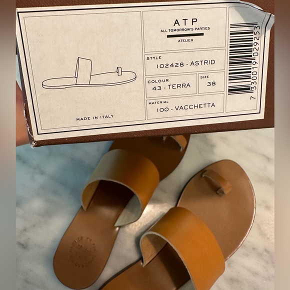 ATP Atelier BNWT NIB Astrid Leather Flat Sandals in Terra Brown - EU 38 - Picture 13 of 16